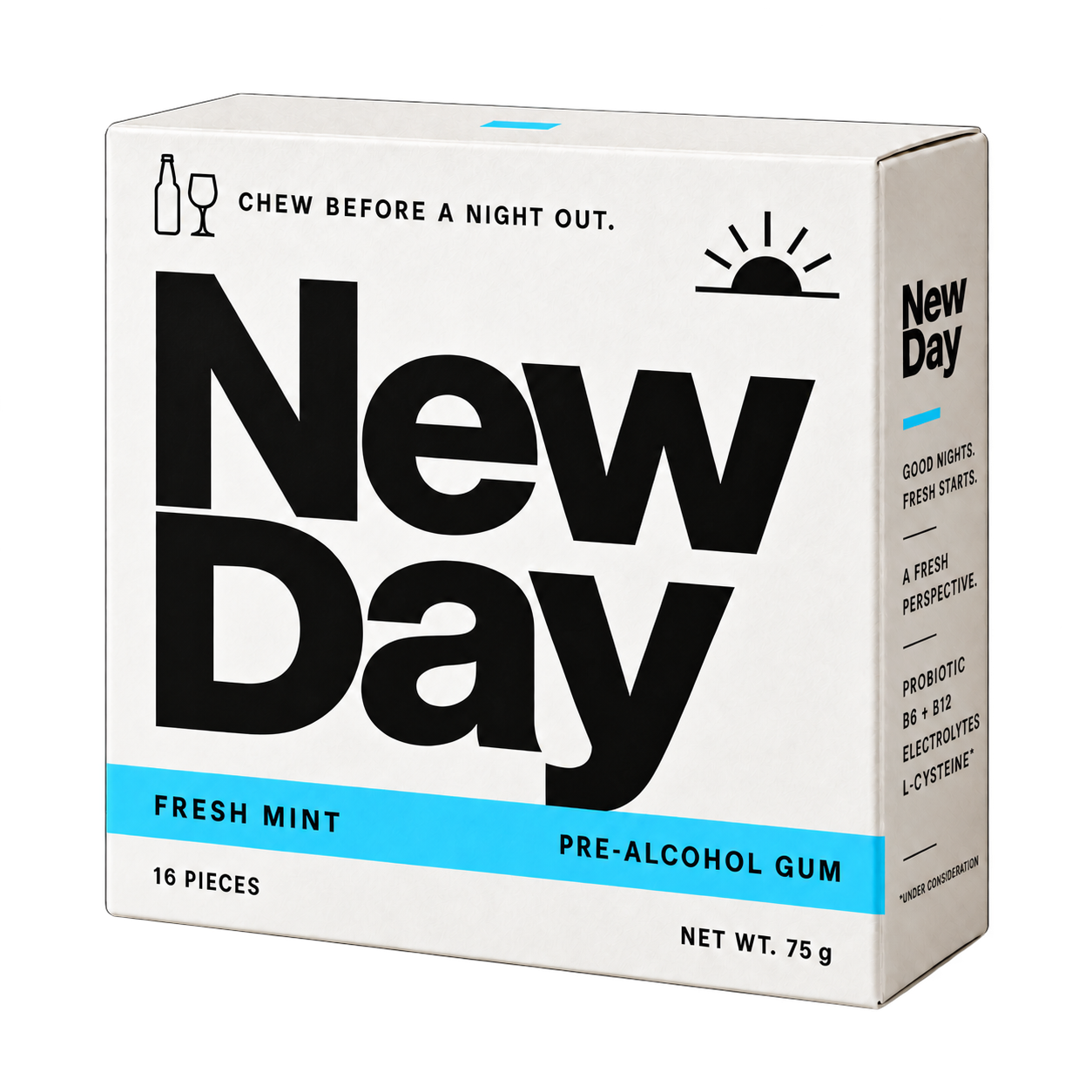 New Day Fresh Mint pack with ice blue accents